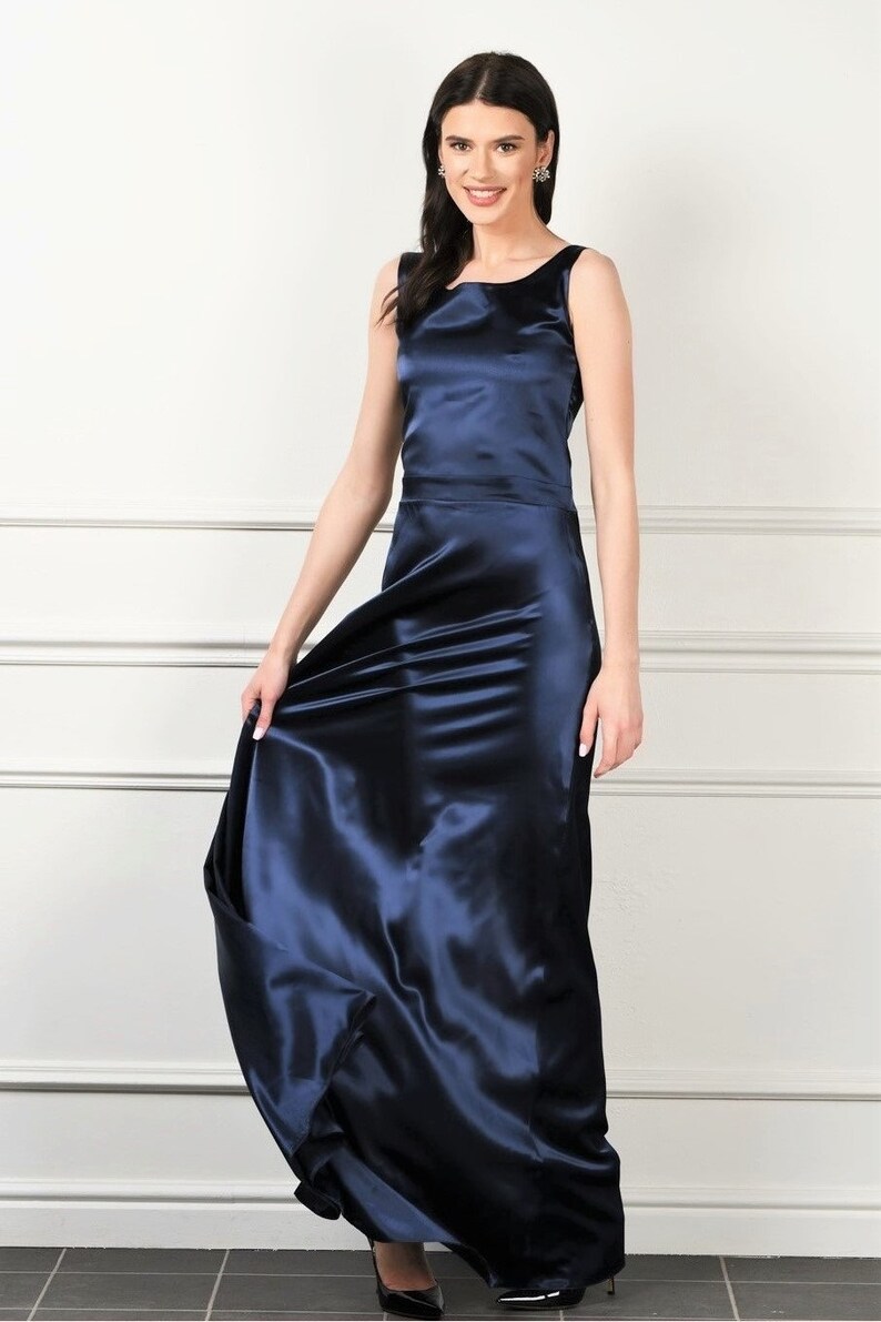 blue satin maxi