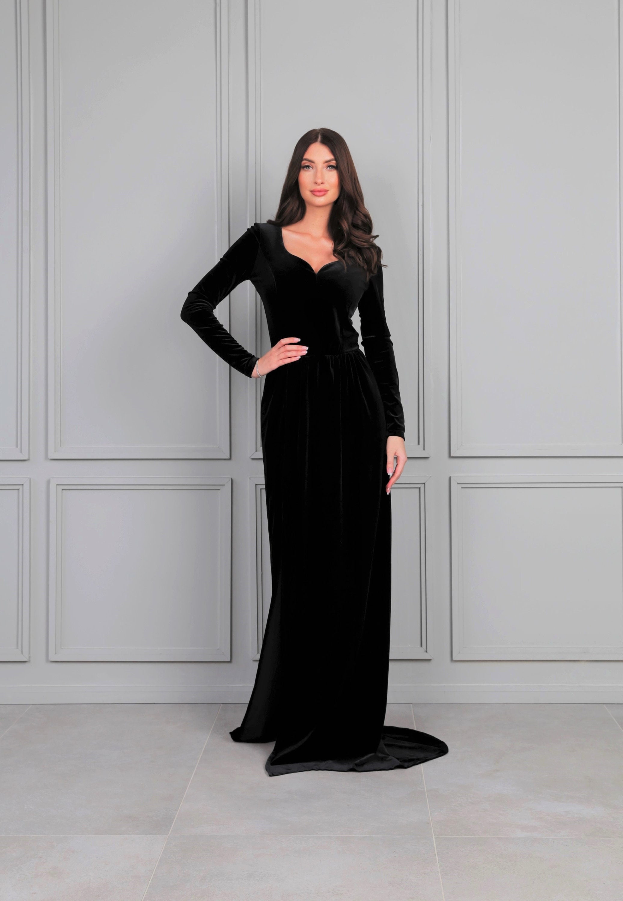 Bridesmaid Velvet Maxi Dress 