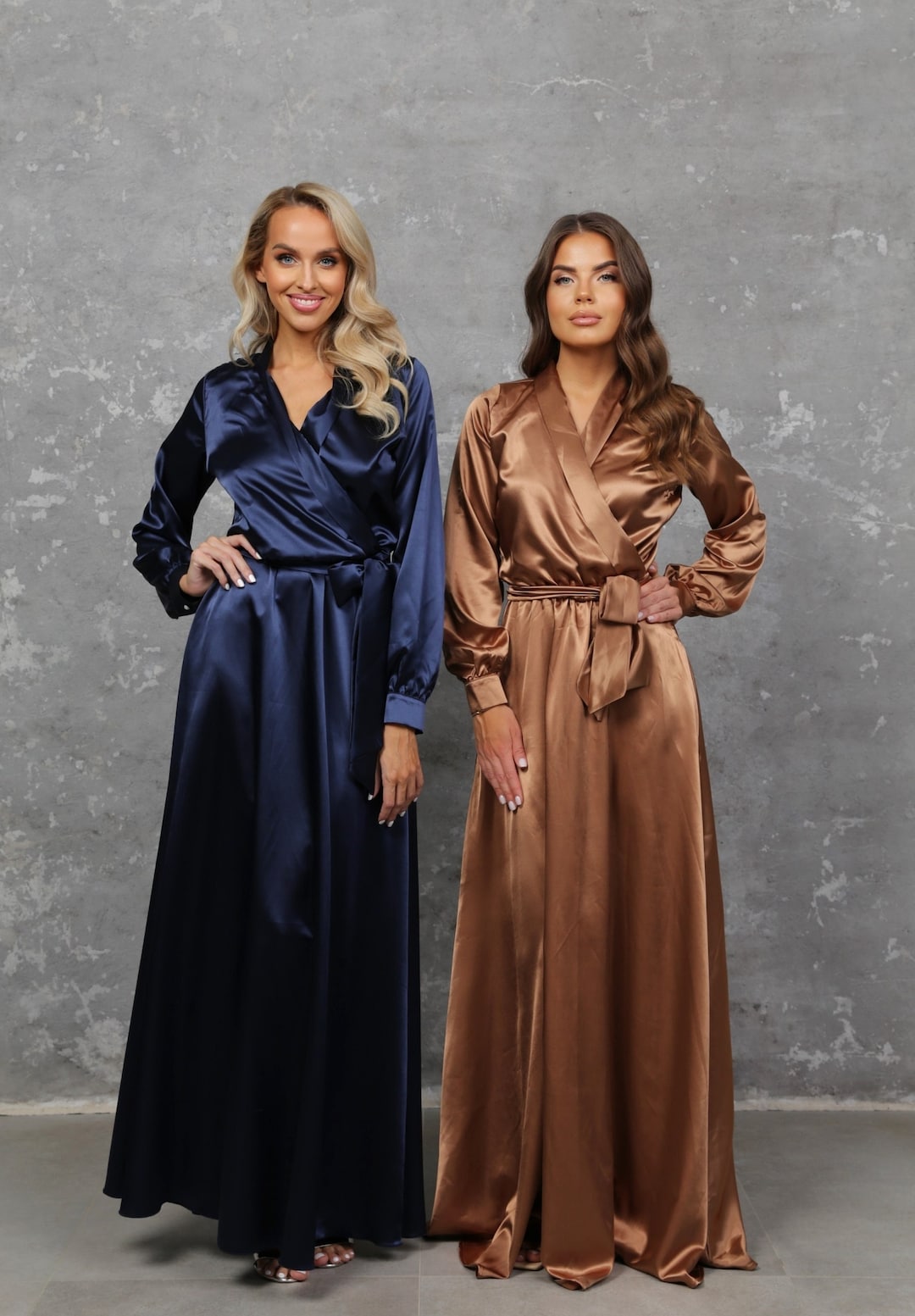 Satin Dress Wedding Guest Formal Dress Long Sleeve Silky Dress Maid of