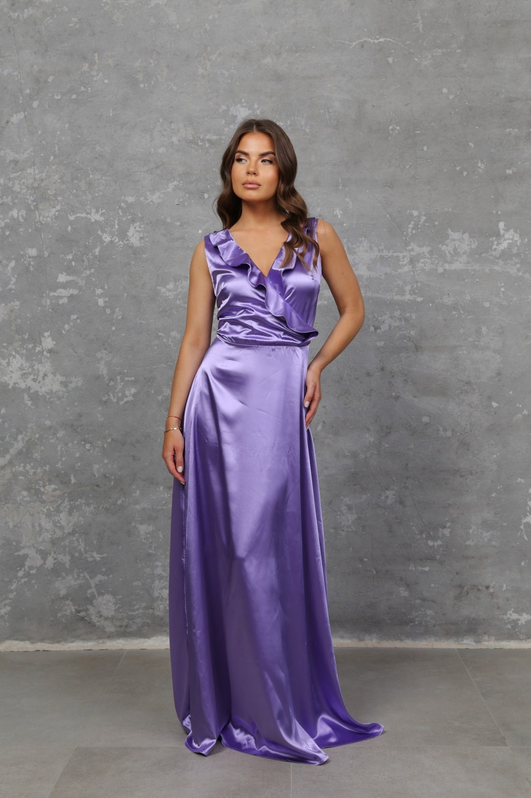 Modest Formal Satin Dress G531 Lilac