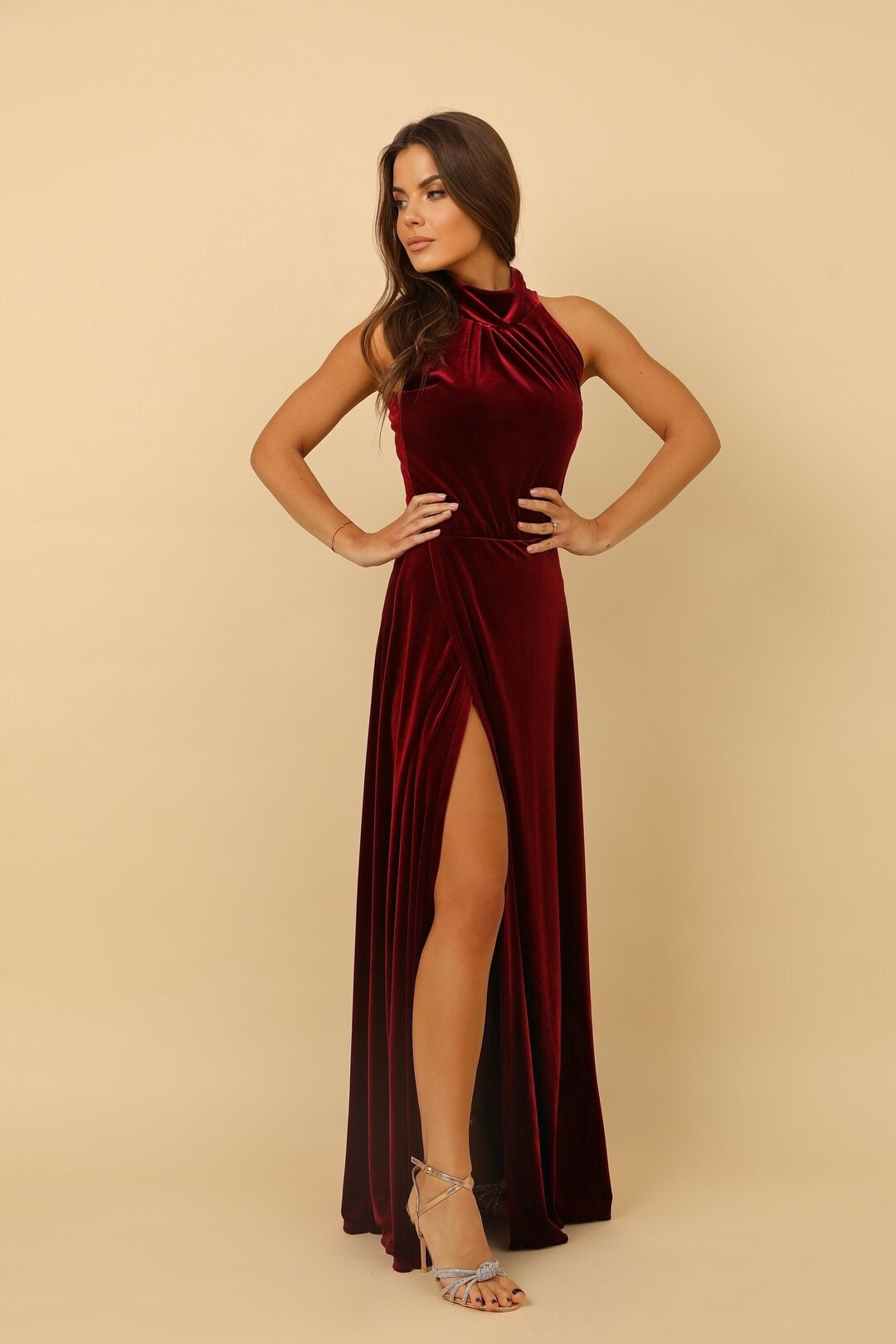 elegant white graduation dresses ZAPAKASA Women Dress Satin Sheath Halter Sleeveless Size:44 Extra Long (6.4
