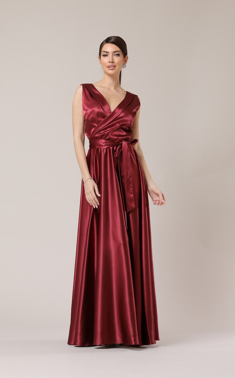 Burgundy satin dress, bridesmaid satin dress, party dress, a line dress, summer dress, cocktail dress, beach dress, silky dress, Sleeveless Elegant Dress, Satin Long Dress, Maid Of Honor Dress. Wedding Guest Dress, Reception Dress, Romantic Dress.