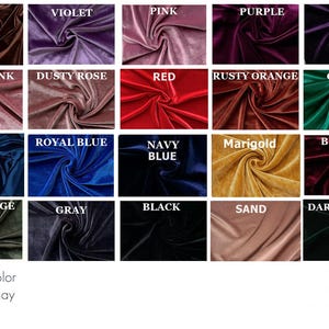 color chart for velvet dresses
