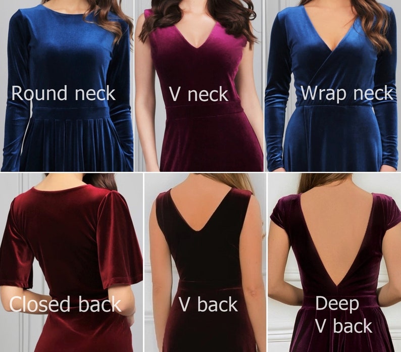 A-line V-neck Velvet Dress With Slit Dark Green main image 1
