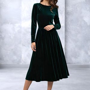chinese dress ladies Velvet Sky Long Sleeve Linen Midi Dress main image 1