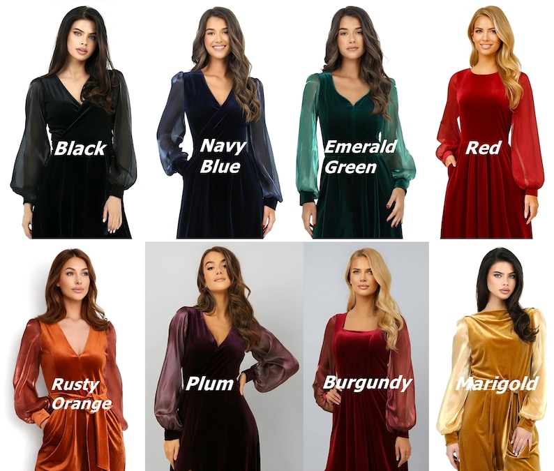 Samt Brautkleid, lange schiere Ärmel Burgunder Kleid, V-Ausschnitt formelle Samt Maxi Kleid, elegantes Abendkleid Bild 6