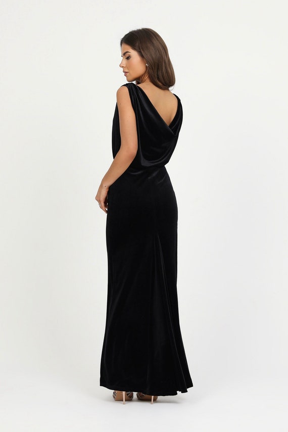 Velvet Black Maxi Dress, Sleeveless Cowl Back Gown, Elegant Formal Dress - Etsy Velvet Black Maxi Dress, Sleeveless Cowl Back Gown, Elegant Formal Dress - Etsy