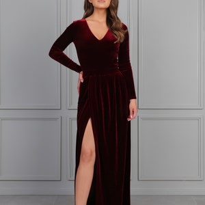 bridesmaid velvet dress maxi dress cocktail dress long sleeve party dress maid of honor mother of the bride a line dress dress wedding guest dress for women bridesmaid velvet dress wedding dress reception dress elegant dress gown dress velvet