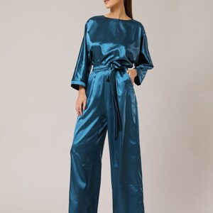 Wide Leg Satin Jumpsuit / Dolman Sleeves Women Jumpsuit - Etsy