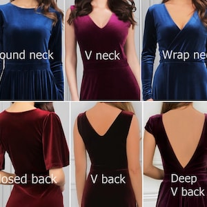Samt Brautkleid, lange schiere Ärmel Burgunder Kleid, V-Ausschnitt formelle Samt Maxi Kleid, elegantes Abendkleid Bild 8