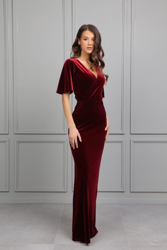 womens burgundy maxi dress