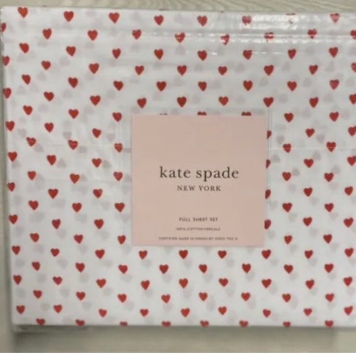 Kate Spade New York Cotton Percale Sheet Set 4PC Red - Etsy