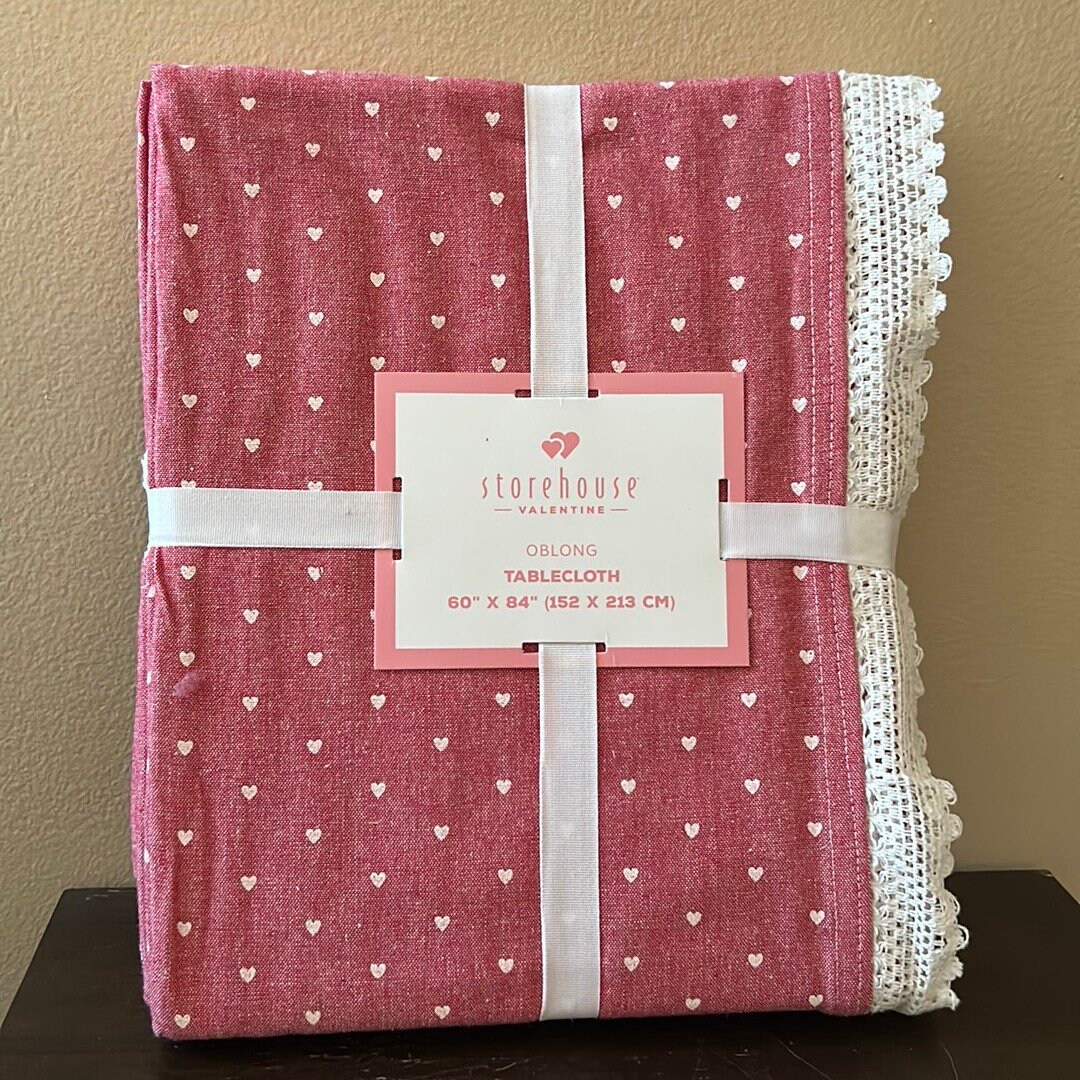 Storehouse Tablecloth Hearts Dot Lace Pink Lace New 60x84 Etsy
