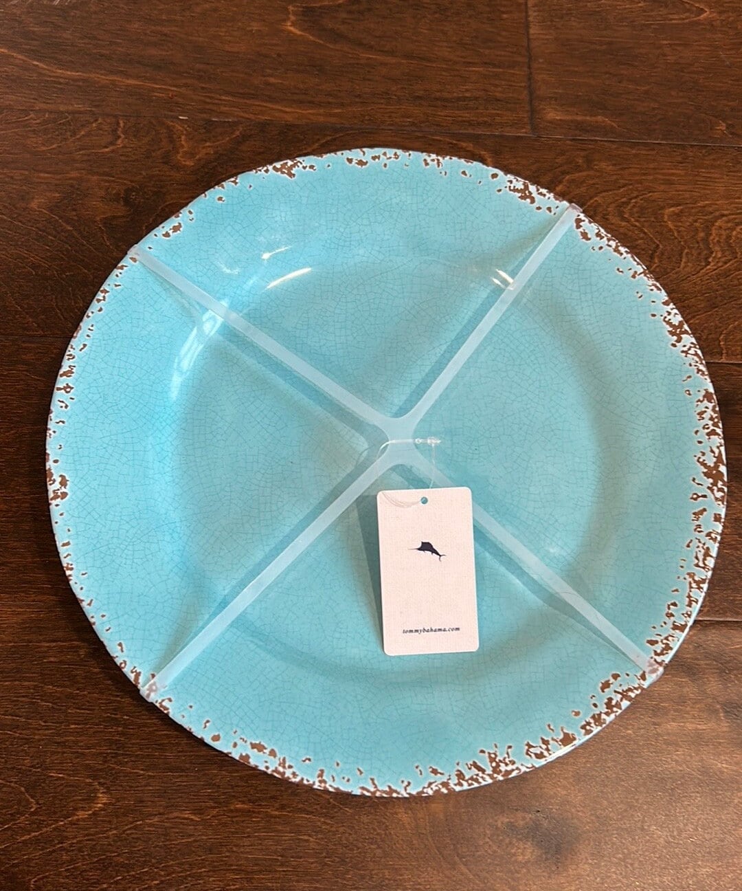 Tommy bahama melamine dinner plates blue crackle new set of 4 etsy