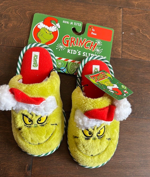 Dr. Seuss Green Christmas Slippers Grinch Unisex Kids - Etsy