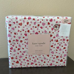 Kate Spade Cotton Percale Sheet Set Pink Red Hearts on White - Etsy