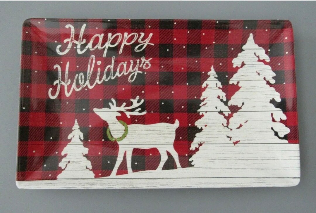 Cynthia Rowley Christmas Holiday Plaid Melamine Appetizer/ Etsy