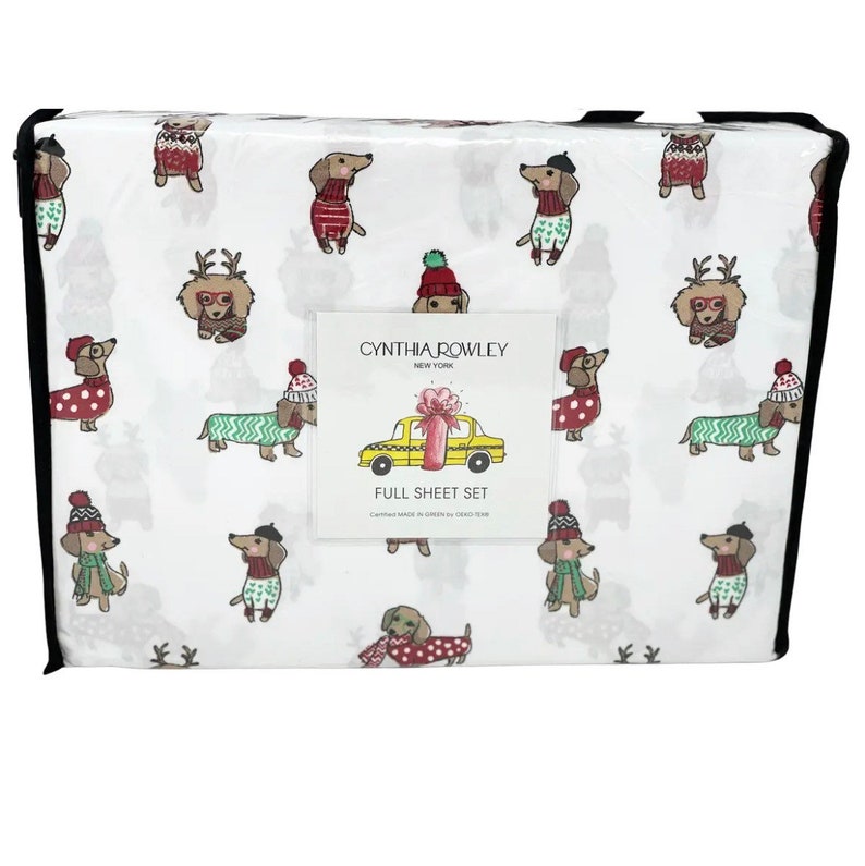 Cynthia Rowley Christmas DOGS Sheet Set Dachshund Weiner Pups Etsy