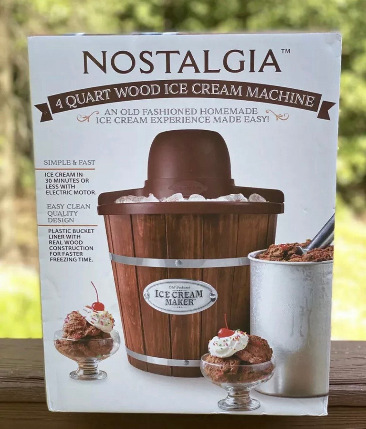 Nostalgia Electric Wooden Ice Cream Maker Home Frozen Gelato 4 Etsy