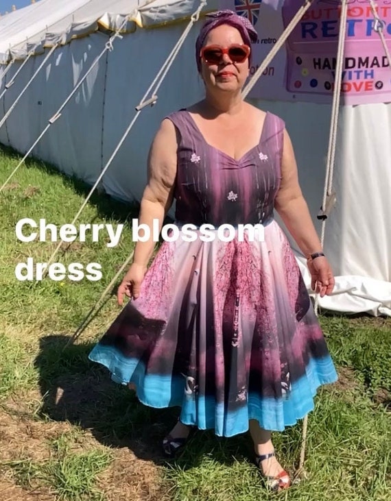 Dress Circle Skirt 1950s Outfit 1940s Cherry Blossom Lover Event