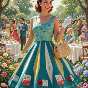 Customizable Atomic Print Swing Dress with Pockets retro inspired special occasion dress festival dress