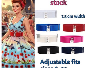 Retro Elastic Waspie Belt: Adjustable Pin Up Rockabilly Style