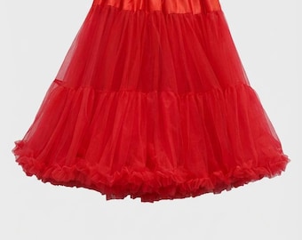 Vintage inspirierter Petticoat 2 Schichten Tüll 68 cm Länge Knopfloch Elastische Taille Fülle für Röcke & Kleider rot schwarz weiß blau marine rosa