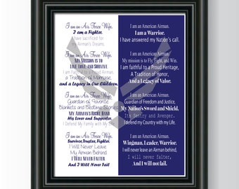 Printable 8x10 Air Force Wife Airman's Creed INSTANT DOWNLOAD