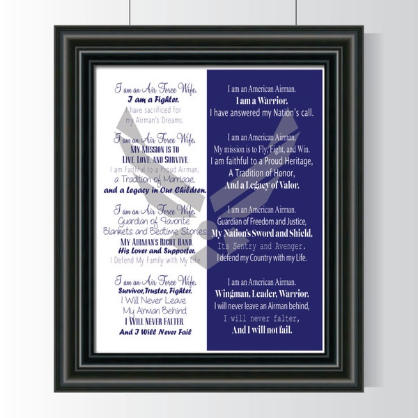 Printable 8x10 Air Force Wife Airman's Creed INSTANT DOWNLOAD
