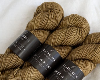 Hand Dyed DK Yarn | Merino Silk Blend | Soft & Silky: Brass