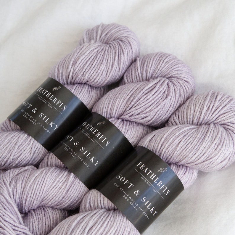 Hand Dyed DK Yarn Merino Silk Blend Soft & Silky: Lilac image 1