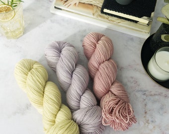 Hand Dyed DK Yarn Set | Cashmere Merino Wool Blend | Cashmerino: Bubblegum