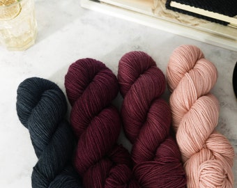 Hand Dyed DK Yarn Set | Cashmere Merino Wool Blend | Cashmerino: Sangria