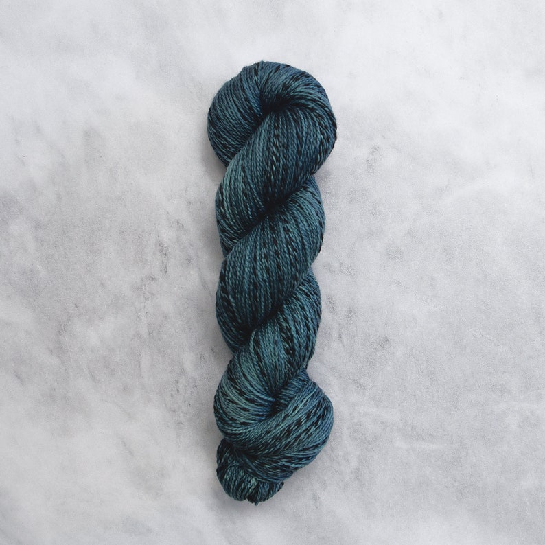 Hand Dyed Yarn Merino Black Strokes Calligraphy : Blues PREORDER Fjord [1 skein]