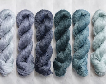 Hand Dyed Lace Yarn | Merino Tencel Blend | Moonlight: Blues | PREORDER