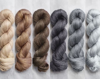 Hand Dyed Lace Yarn | Merino Tencel Blend | Moonlight: Neutrals | PREORDER