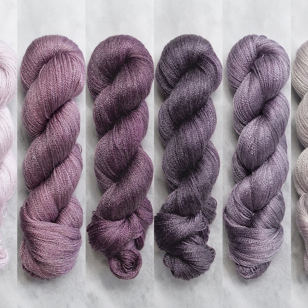 Hand Dyed Lace Yarn | Merino Tencel Blend | Moonlight: Purples | PREORDER