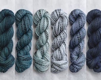 Hand Dyed Yarn | Merino | Black Strokes | Calligraphy : Blues | PREORDER