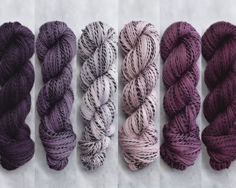 Hand Dyed Yarn | Merino | Black Strokes | Calligraphy : Purples | PREORDER