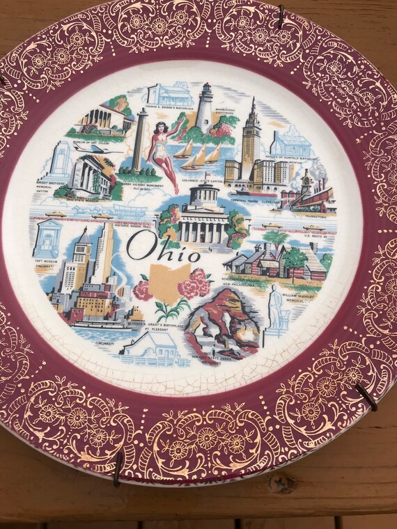 Vintage Souvenir Plate State Ohio Sanders MFG Co. Nashville Etsy UK