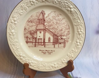 Vintage Ebenezer Baptist Church Porcelain Plate ~ Lignum, Virginia ~ Homer Laughlin ~  Keepsake Decorator Plate ~ Wall Plate