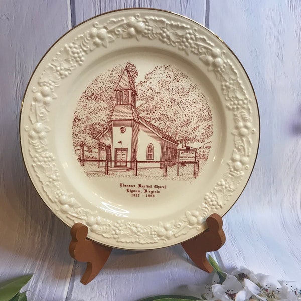 Vintage Ebenezer Baptist Church Porcelain Plate ~ Lignum, Virginia ~ Homer Laughlin ~  Keepsake Decorator Plate ~ Wall Plate