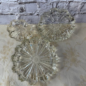 Vintage Hazel Atlas Clear Glass - Set of 3 - Round  Ashtrays ~Stacking Ashtrays- Housewarming Gift ~ Man Cave - Keepsake ~ Mid Century