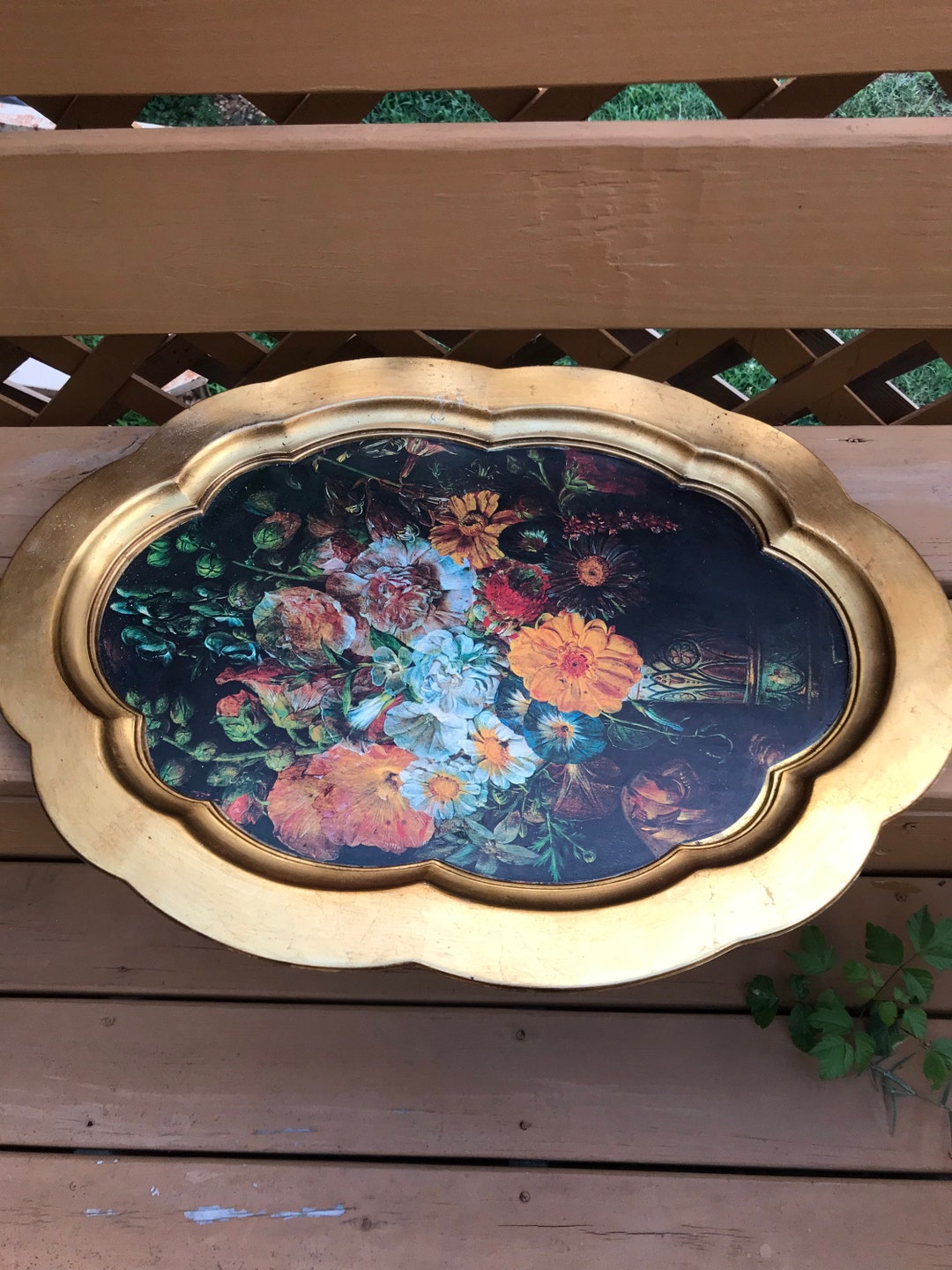 Large Vintage Italian Gold Gilt Florentine Serving Tray - Housewarming ...