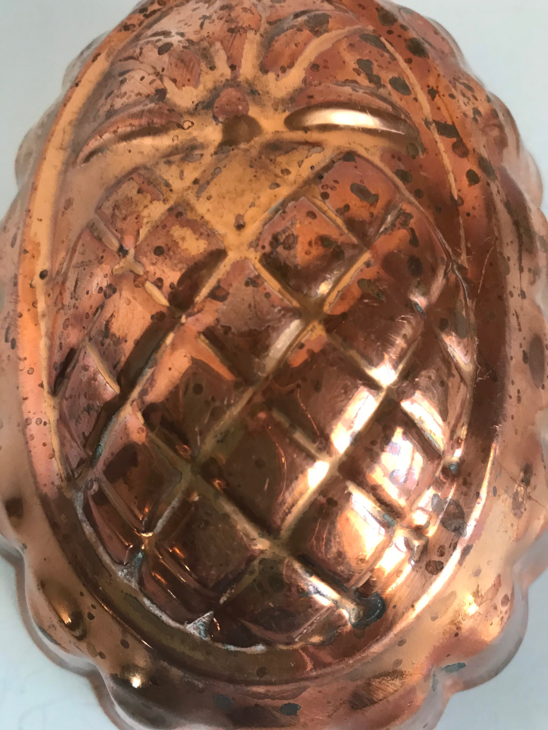 Vintage Copper Mold Pineapple Oval Shape Mold Jello Cake Mold Country