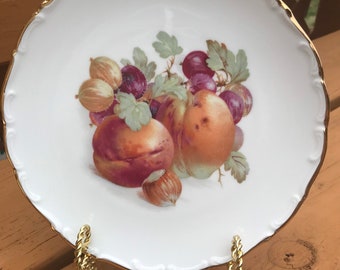 Vintage Bavaria Germany Fruit Plate - Snack Plate - Peaches - Wall Decor- Porcelain Collectible Country Kitchen