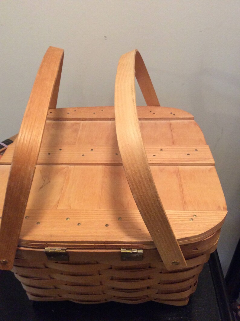 Vintage Peterboro Basket Co Wicker Basket Farmhouse Cottage Etsy