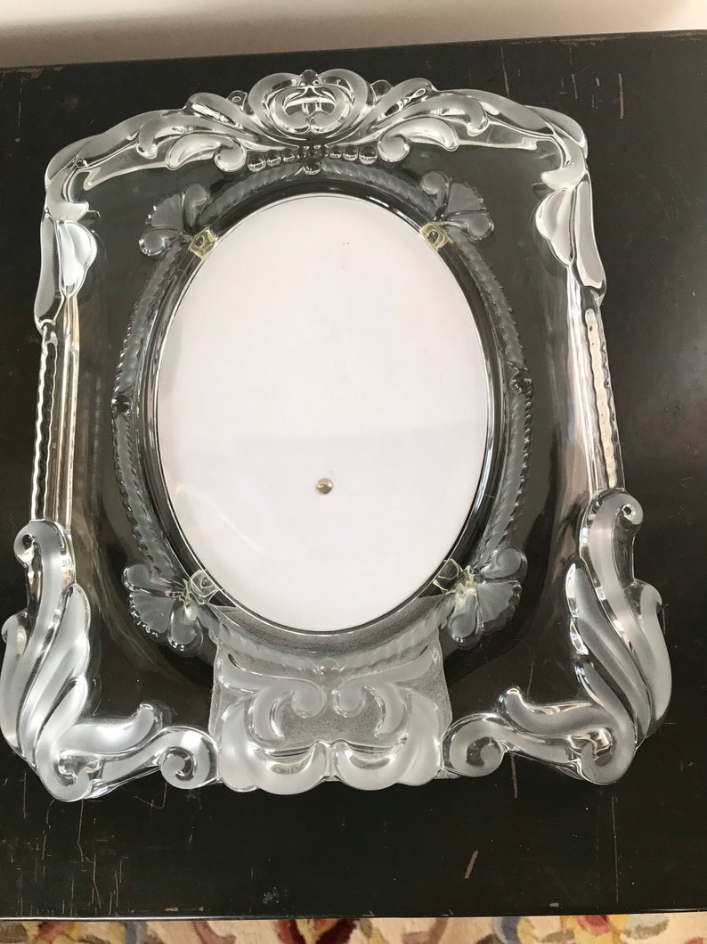 Vintage Mikasa Oval Shaped Frosted Crystal Glass Photo Frame Etsy