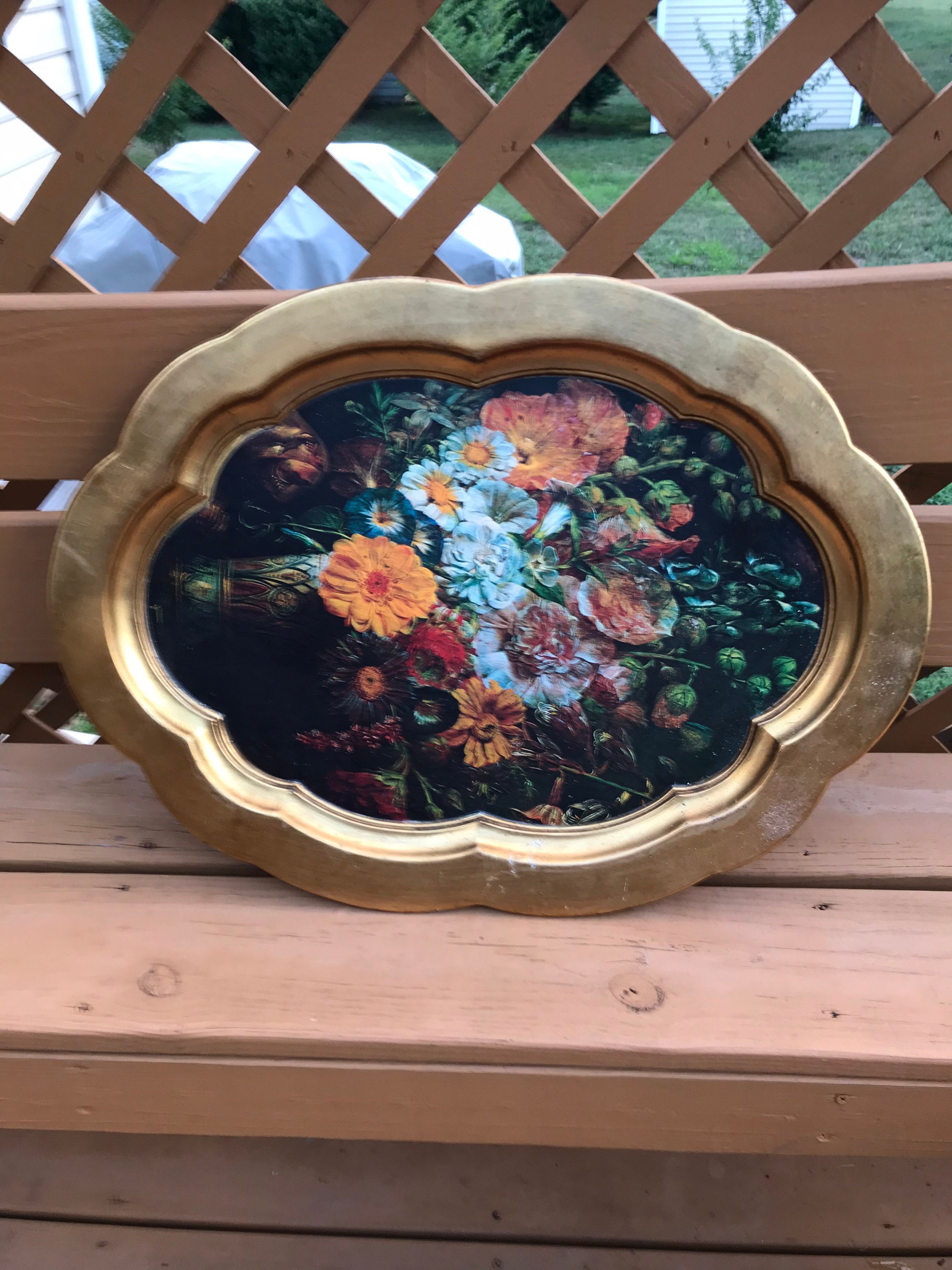 Large Vintage Italian Gold Gilt Florentine Serving Tray - Housewarming ...