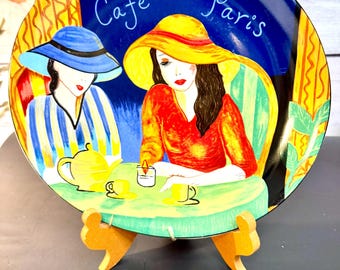 Vintage ~ Sango Cafe’ Paris Oval Plate ~ Large 11” Platter  ~  Wall Decor ~ Housewarming Gift~ Fashionable Ladies